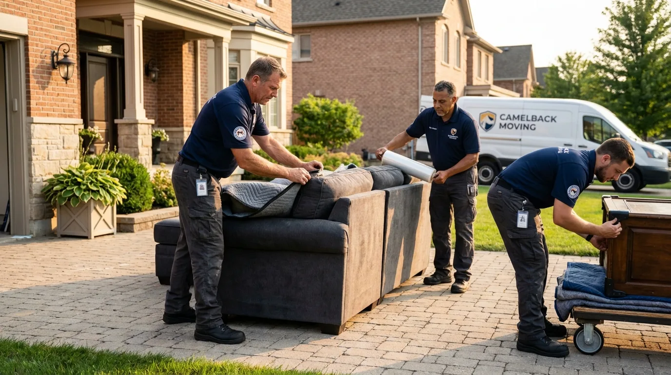 Large estate moving crew wrapping furniture in Mascotte, FL