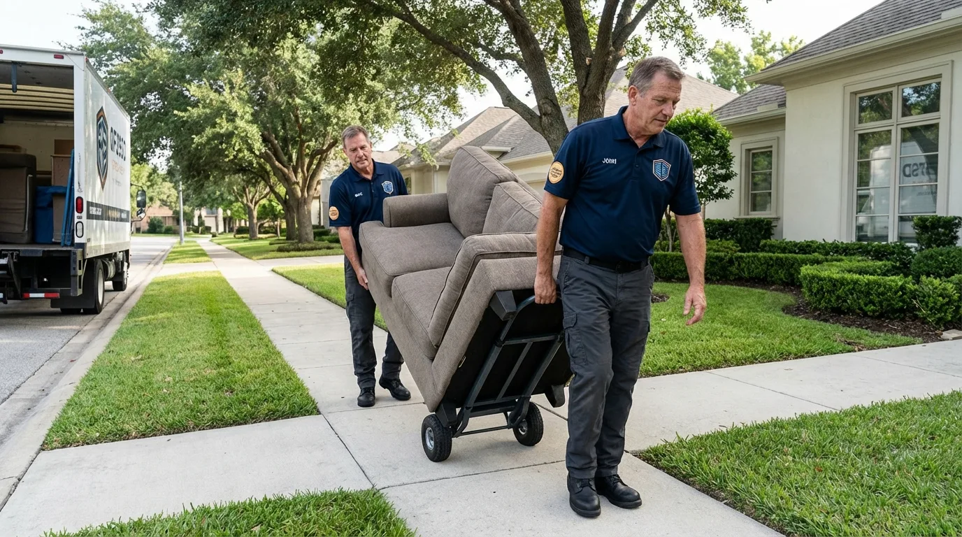 Local residential moving crew loading furniture in Mascotte, FL
